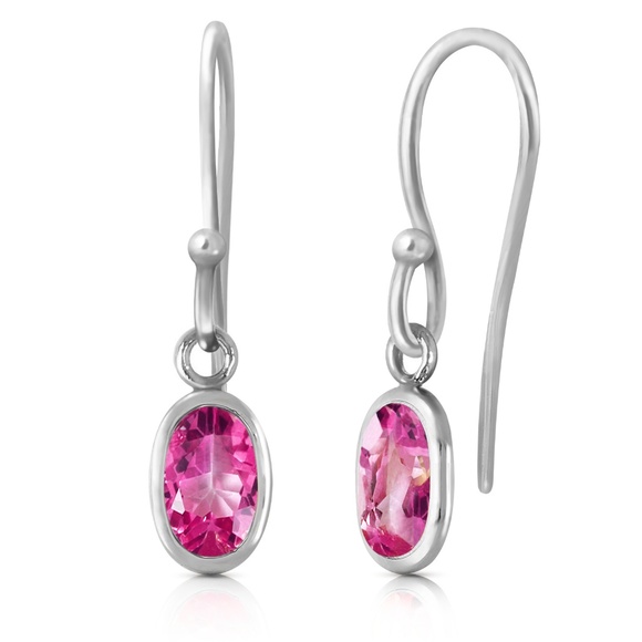 GOLD FISH HOOK EARRINGS WITH PINK TOPAZ